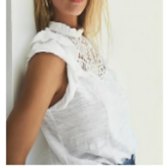 Express White Lace Pieced Mock Neck Top Size XS - Picture 8 of 17